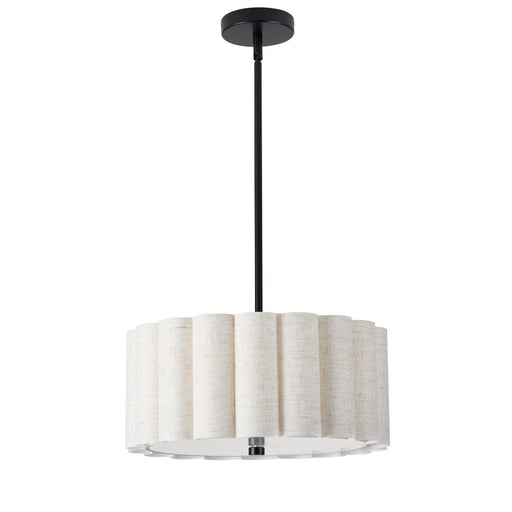  3 Light  Mb Pendant W/ Flax Shade | PCA-163P-MB-FX