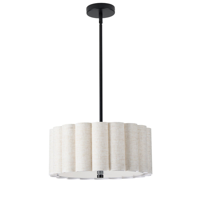  3 Light  Mb Pendant W/ Flax Shade | PCA-163P-MB-FX