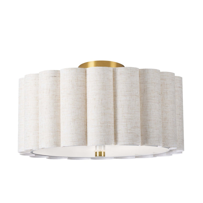 3 Light  Flush Mount, Agb W/ Fx Shade | PCA-163SF-AGB-FX