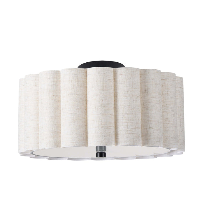 3 Light  Flush Mount, Mb W/ Fx Shade | PCA-163SF-MB-FX