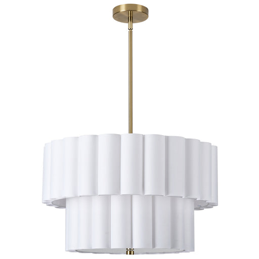  4 Light  Agb 2 Tier Pendant W/ Wh Scallop Shades | PCA-224P-AGB-WH