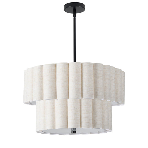  4 Light  Mb 2 Tier Pendant W/ Fx Scallop Shades | PCA-224P-MB-FX