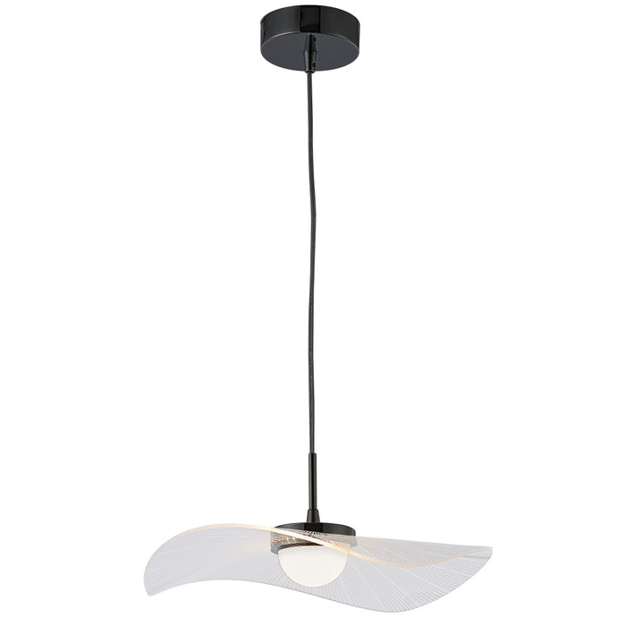 12w Pendant, Mb W/ Clear And Wh Pinstripe Acrylic | PCV-1510LEDP-MB