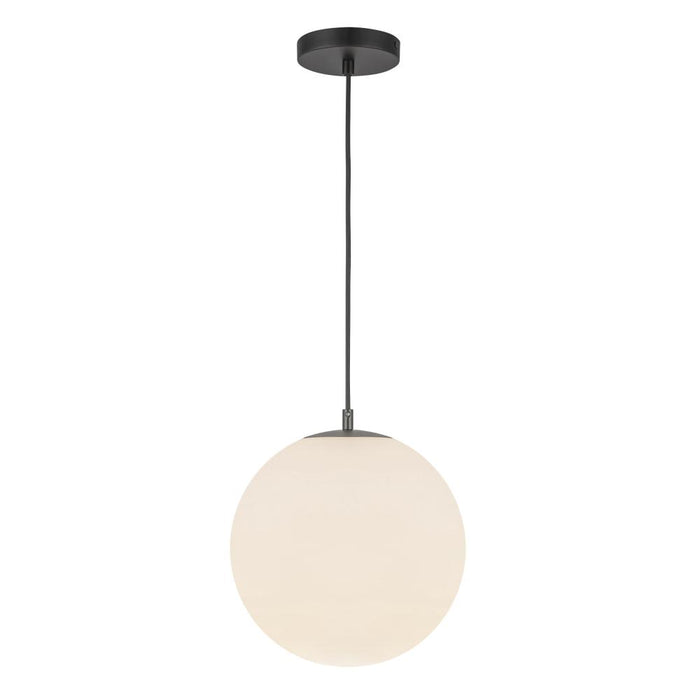 Marco 12-in,196-in Black/opal Glass Led Pendant | PD43612-BK/OP-5CCT-UNV