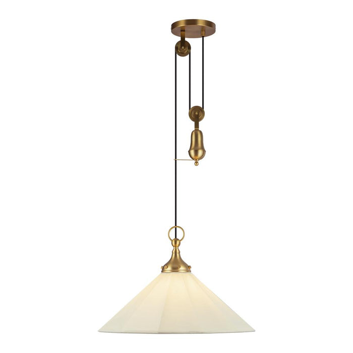 Ellen 20-in Brushed Gold/white Linen Socket Pendant | PD447120BGWL