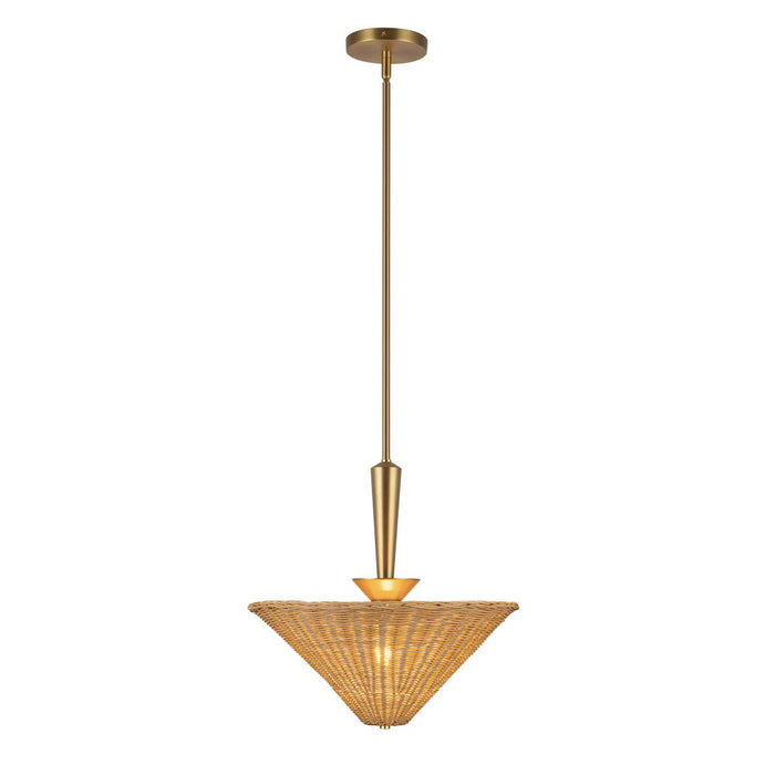 Bridgette 16-in Brushed Gold/rattan Socket Pendant | PD497016BGRA