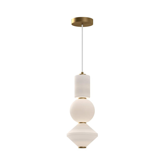 Bijou 8-in Aged Gold/opal Matte Glass Led Pendant | PD530341AGOP-UNV