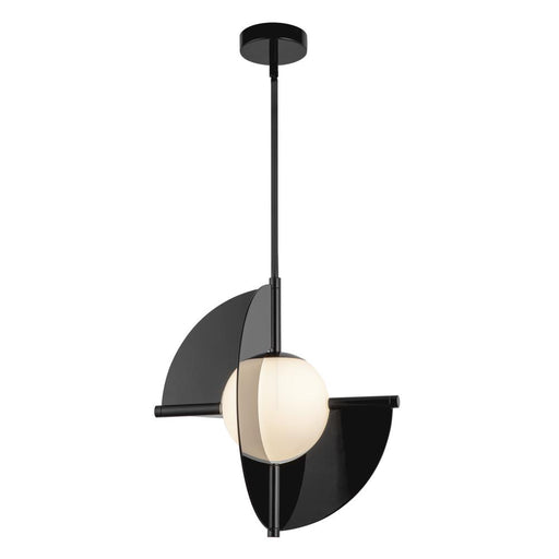 Kuzco Lighting Inc Scorpio 16-in Glossy Black/Opal Glass LED Pendant