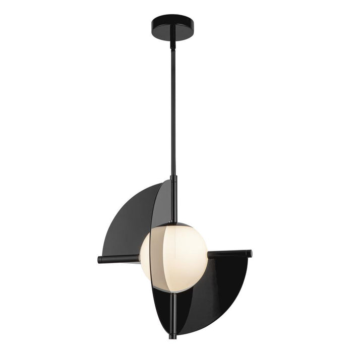 Scorpio 16-in Glossy Black/opal Glass Led Pendant | PD65116-GBK/OP-UNV