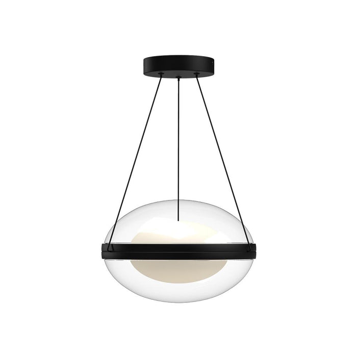 Virgo 12-in Black/opal Glass Led Pendant | PD76312-BK/OP-UNV