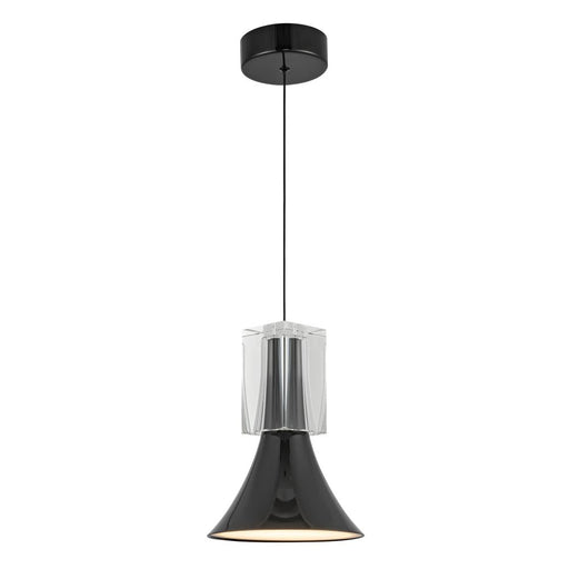 Floe 8-in Glossy Black/clear Crystal Led Pendant | PD94108-GBK/CC-UNV