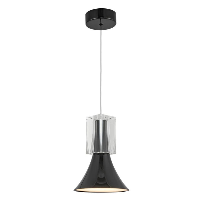 Floe 8-in Glossy Black/clear Crystal Led Pendant | PD94108-GBK/CC-UNV