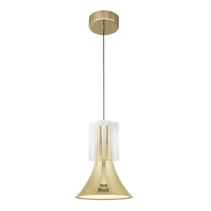 Floe 8-in Metallic Brass/clear Crystal Led Pendant | PD94108-MRB/CC-UNV