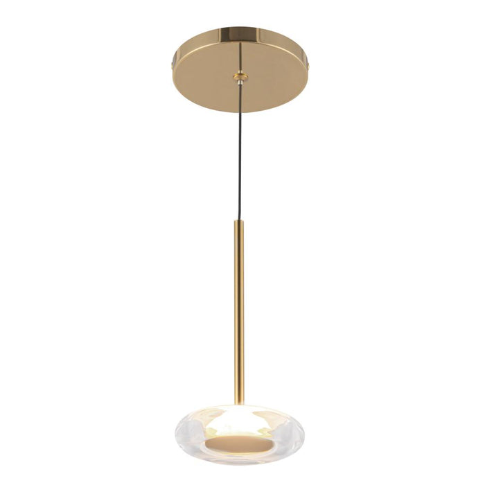 Stephord 4-in Metallic Brass/clear Glass Led Pendant | PD97204-MRB/CL
