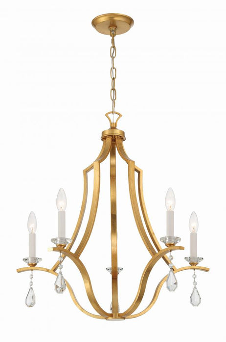 Crystorama Perry 5 Light Antique Gold Chandelier