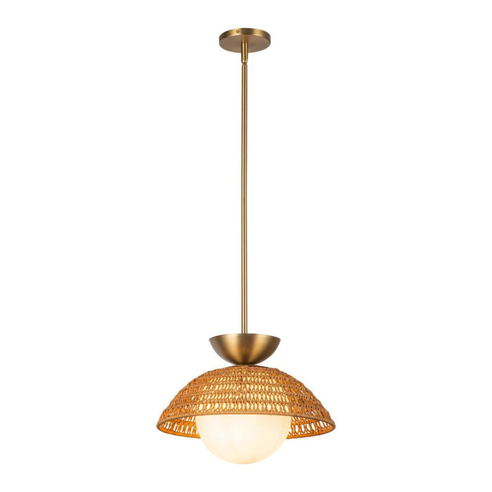 Perth 14-in Brushed Gold/opal Glass 1 Light Pendant | PD490114BGOP