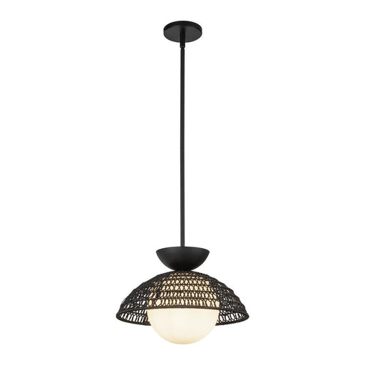 Perth 14-in Matte Black/opal Glass 1 Light Pendant | PD490114MBOP