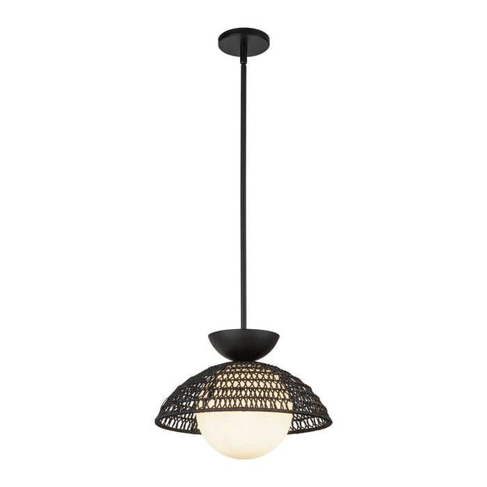 Perth 14-in Matte Black/opal Glass 1 Light Pendant | PD490114MBOP
