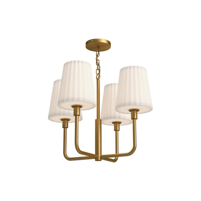 Plisse 23-in Aged Gold/opal Matte Glass 4 Lights Chandeliers | CH628423AGOP