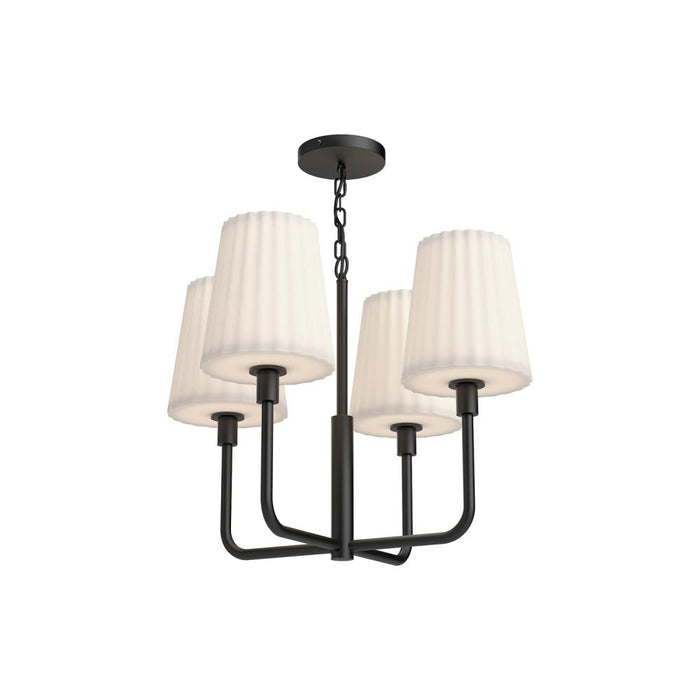 Alora Plisse 23-in Matte Black/Opal Matte Glass 4 Lights Chandeliers