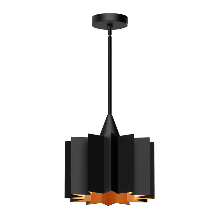 Alora Plisse 12-in Matte Black 1 Light Pendant