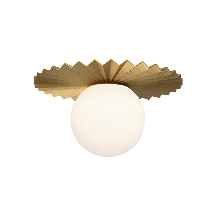 Plume 12-in Brushed Gold/opal Matte Glass 1 Light Flush Mount | FM501212BGOP
