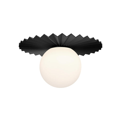 Plume 12-in Matte Black/opal Matte Glass 1 Light Flush Mount | FM501212MBOP