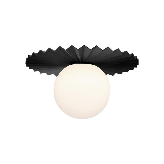 Plume 12-in Matte Black/opal Matte Glass 1 Light Flush Mount | FM501212MBOP