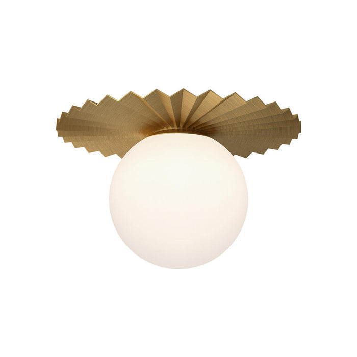 Plume 14-in Brushed Gold/opal Matte Glass 1 Light Flush Mount | FM501214BGOP