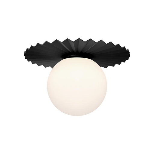 Plume 14-in Matte Black/opal Matte Glass 1 Light Flush Mount | FM501214MBOP