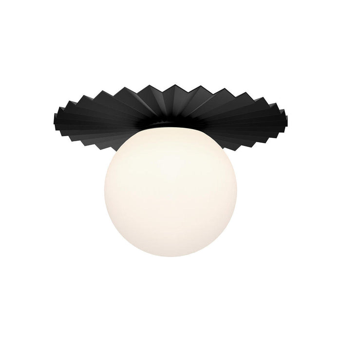 Plume 14-in Matte Black/opal Matte Glass 1 Light Flush Mount | FM501214MBOP