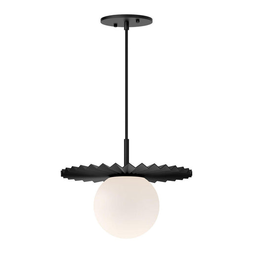 Plume 12-in Matte Black/opal Matte Glass 1 Light Pendant | PD501212MBOP