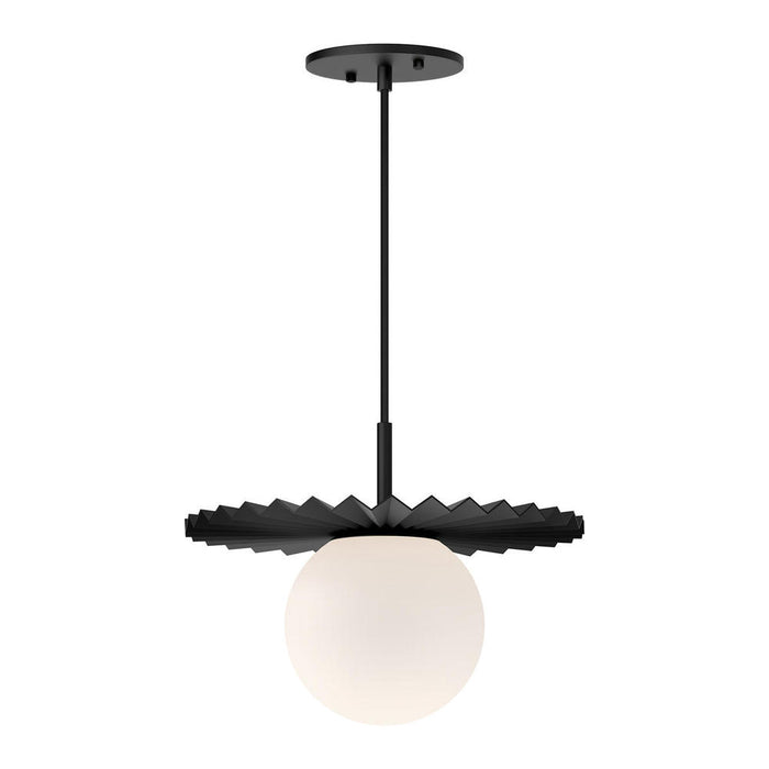Plume 12-in Matte Black/opal Matte Glass 1 Light Pendant | PD501212MBOP