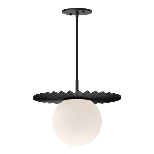 Plume 14-in Matte Black/opal Matte Glass 1 Light Pendant | PD501214MBOP