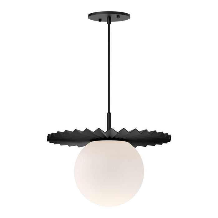 Plume 14-in Matte Black/opal Matte Glass 1 Light Pendant | PD501214MBOP