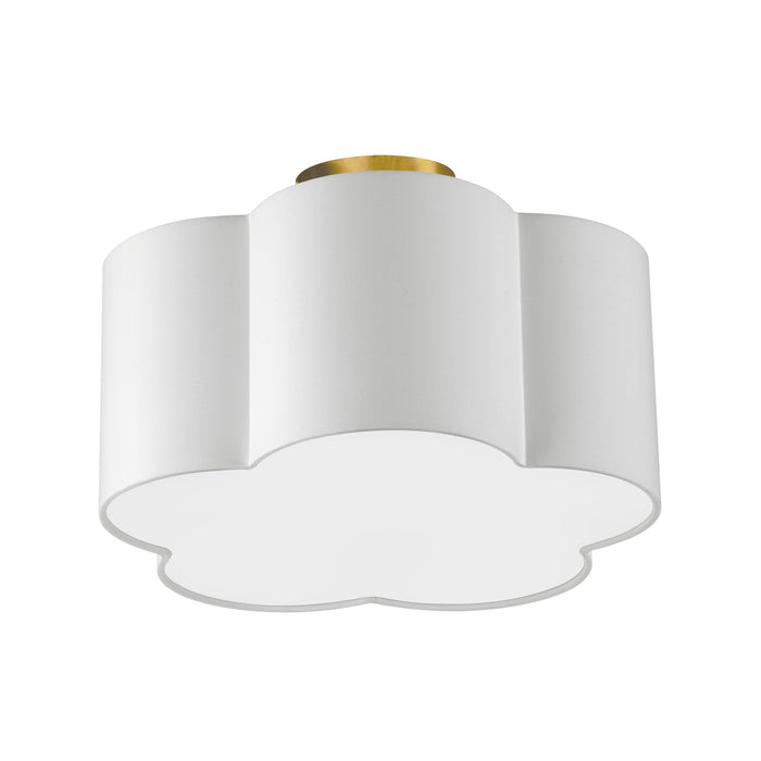  3 Light  Incandescent Flush Mount, Agb W/ White Shade | PLX-152FH-AGB-WH
