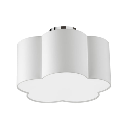  3 Light  Incandescent Flush Mount, Pc W/ White Shade | PLX-152FH-PC-WH