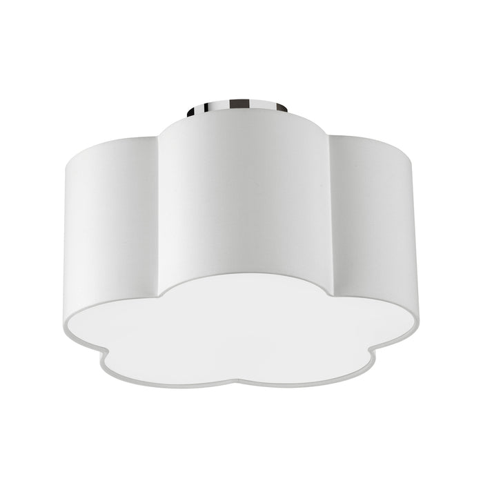  3 Light  Incandescent Flush Mount, Pc W/ White Shade | PLX-152FH-PC-WH