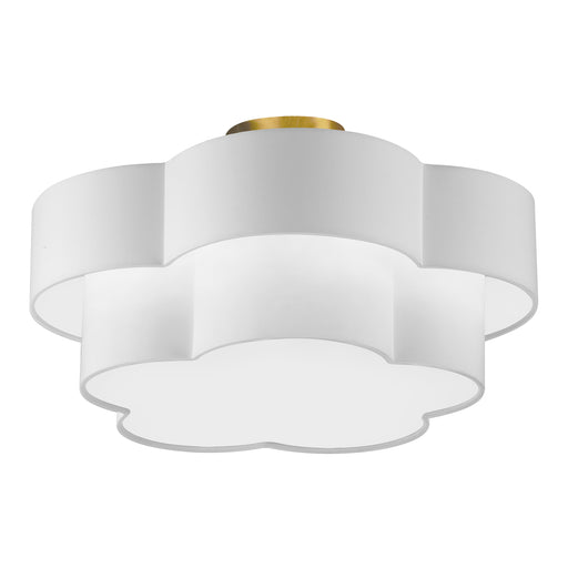  3 Light  Incan 2-tier Flush Mount, Agb W/ White Shade | PLX-203FH-AGB-WH