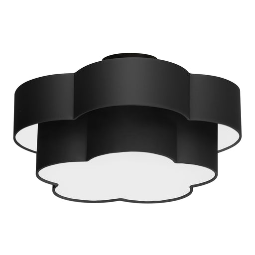  3 Light  Incan 2-tier Flush Mount, Mb W/ Black Shade | PLX-203FH-MB-BK