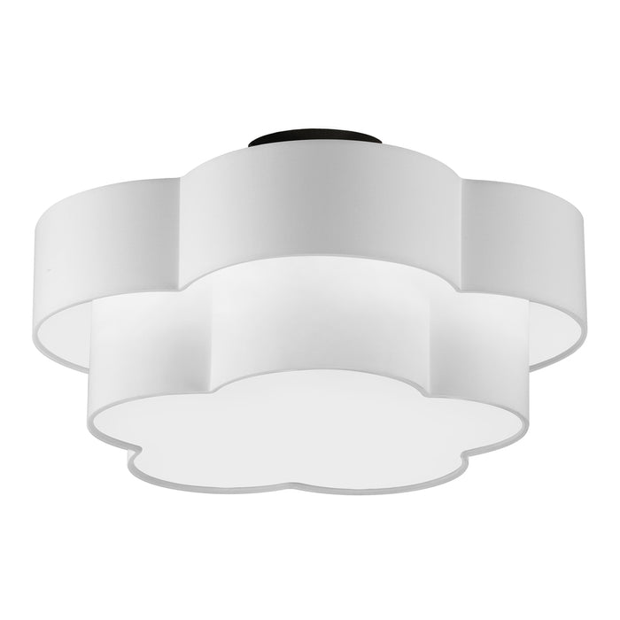  3 Light  Incan 2-tier Flush Mount, Mb W/ White Shade | PLX-203FH-MB-WH