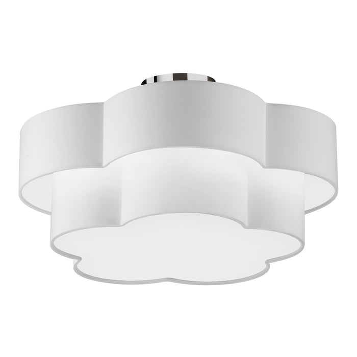  3 Light  Incan 2-tier Flush Mount, Pc W/ White Shade | PLX-203FH-PC-WH