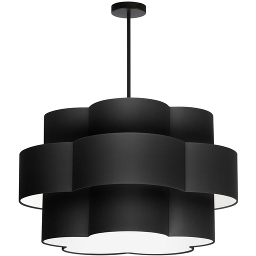  4 Light  Incan 3-tier Chandelier, Mb W/ Black Shade | PLX-284C-MB-BK