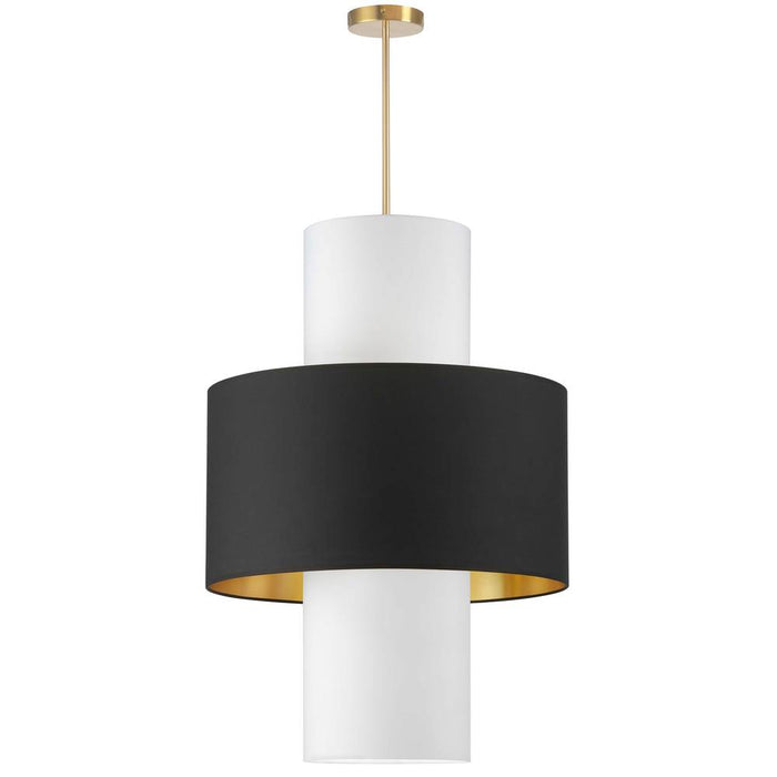 Dainolite 4 Lights Incan Pendant, AGB w/ BLK/GLD & WH Shades