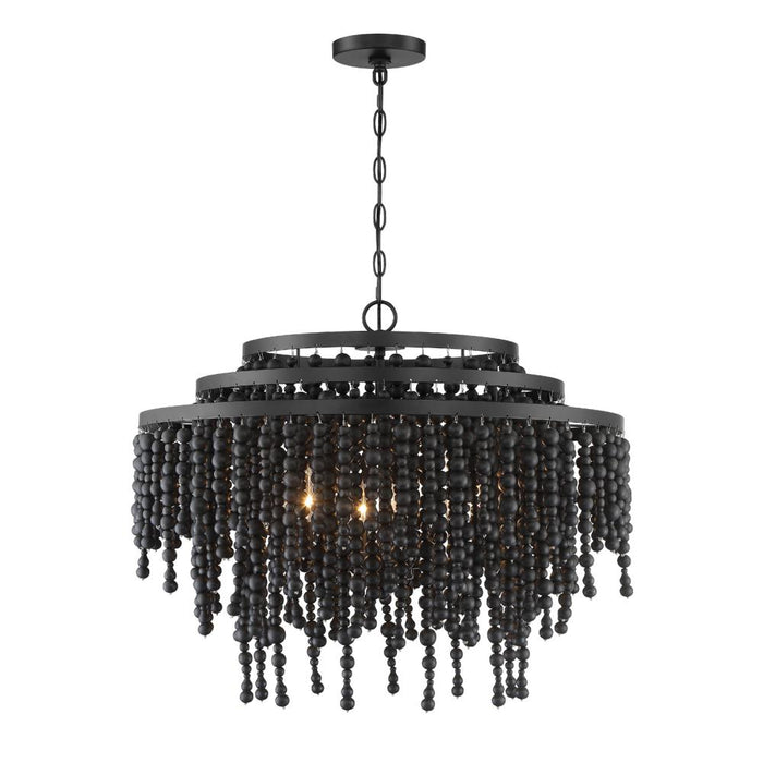 Crystorama Poppy 6 Light Matte Black Chandelier