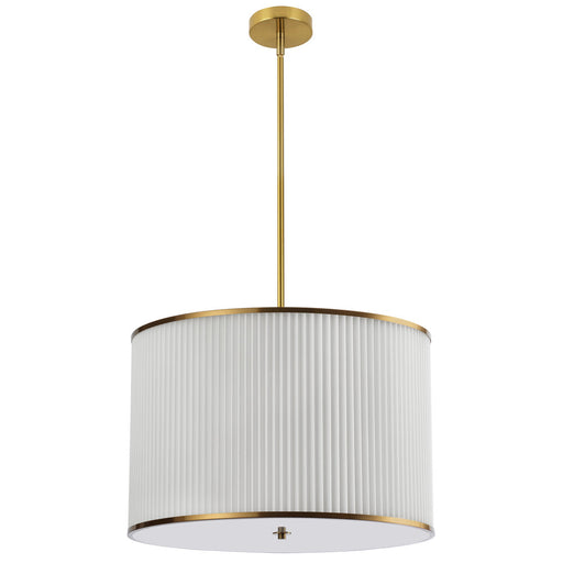  4 Light  Incan Pendant, Agb W/ Wh Pleated Shade | PRD-243P-AGB