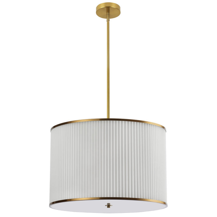  4 Light  Incan Pendant, Agb W/ Wh Pleated Shade | PRD-243P-AGB