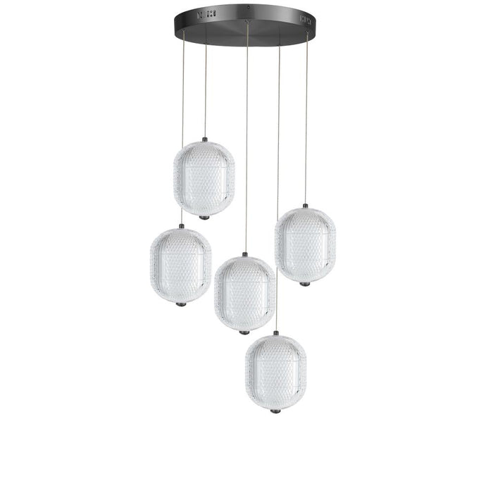 30w Multi Pendant, Mb W/ Clr Pattern Acrylic | PRI-1530LEDP-MB