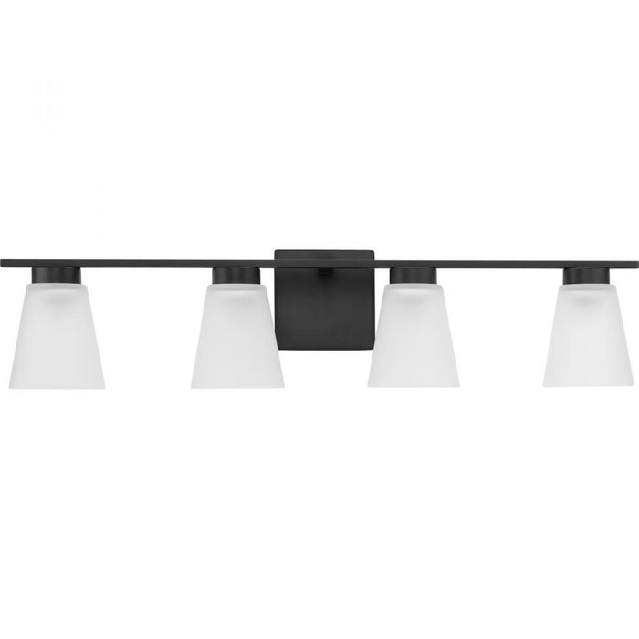 Progress Tanner Collection Four-Light Matte Black Transitional Vanity Light