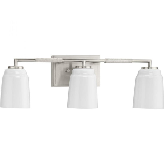 Spenser Collection Three-light Brushed Nickel Industrial Vanity Light | P300505-009